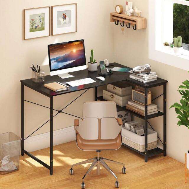 FORGEVIO L-shaped Desk Corner Gaming Desk with Heavy-duty in Black - image 1