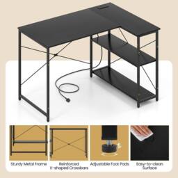 FORGEVIO L-shaped Desk Corner Gaming Desk with Heavy-duty in Black - thumbnail 4