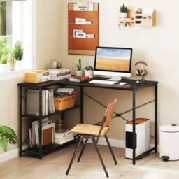 FORGEVIO L-shaped Desk Corner Gaming Desk with Heavy-duty in Black - thumbnail 3
