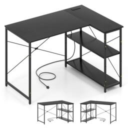 FORGEVIO L-shaped Desk Corner Gaming Desk with Heavy-duty in Black - thumbnail 5