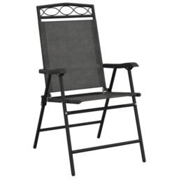 Berkfield Home Folding Garden Chairs 8 pcs Melange Grey Steel & Textilene - thumbnail 3