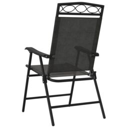 Berkfield Home Folding Garden Chairs 8 pcs Melange Grey Steel & Textilene - thumbnail 7