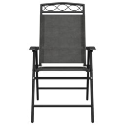 Berkfield Home Folding Garden Chairs 8 pcs Melange Grey Steel & Textilene - thumbnail 5