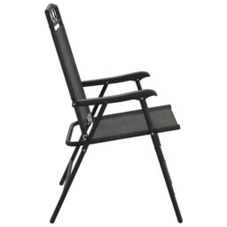 Berkfield Home Folding Garden Chairs 8 pcs Melange Grey Steel & Textilene - thumbnail 6