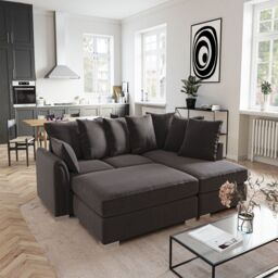Snugg Furniture UK Limited (Right Hand) Cardinal Corner sofa with Footstool in Black - thumbnail 2