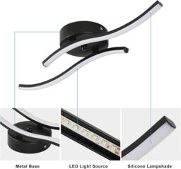 Goeco LED Ceiling Light, 12 W, Modern Acrylic Ceiling Chandelier, 6500 K in Black - thumbnail 6