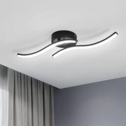 Goeco LED Ceiling Light, 12 W, Modern Acrylic Ceiling Chandelier, 6500 K in Black