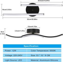 Goeco LED Ceiling Light, 12 W, Modern Acrylic Ceiling Chandelier, 6500 K in Black - thumbnail 5
