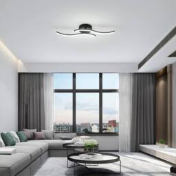 Goeco LED Ceiling Light, 12 W, Modern Acrylic Ceiling Chandelier, 6500 K in Black - thumbnail 2