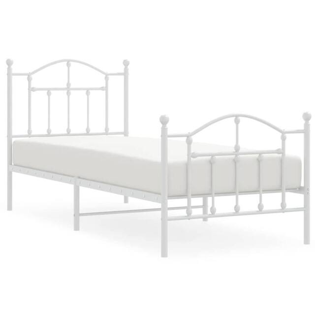 Berkfield Home Metal Bed Frame with Headboard & Footboard White 90x190 cm Single - image 1