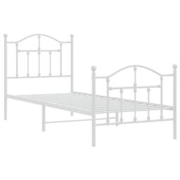 Berkfield Home Metal Bed Frame with Headboard & Footboard White 90x190 cm Single - thumbnail 3
