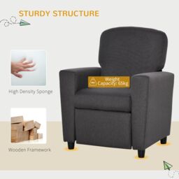 HOMCOM Kids Sofa with Footrest Linen Recliner Upholstered Armchair for Playroom Grey - thumbnail 6