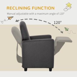 HOMCOM Kids Sofa with Footrest Linen Recliner Upholstered Armchair for Playroom Grey - thumbnail 4