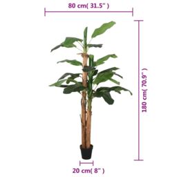 Berkfield Home Artificial Banana Tree 19 Leaves 180 cm Green - thumbnail 5