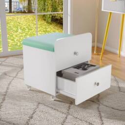 KORVIXA Green Vanity Stool with Storage Padded Seat - Size: 100 cm x 100 cm - thumbnail 4