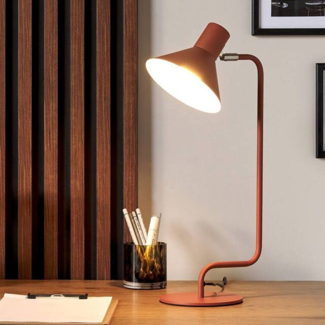 Wyld and Coco Orange Metal Desk Lamp - Adjustable Cone Shade On/Off Switch - image 1