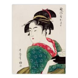 Artery8 Utamaro Kitagawa Framed Wall Art Print Naniwaya Okita Portrait in Green - Size: A4 - thumbnail 3