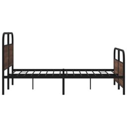 Berkfield Home Metal Bed Frame without Mattress Brown Oak 140x200 cm - thumbnail 6