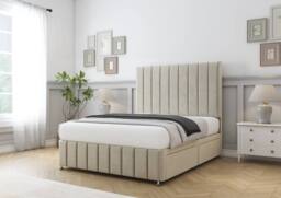 "Sloomy California Plush Divan Base No Drawers-54"" Headboard-12"" Footboard in Cream - Size: Single" - thumbnail 3