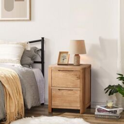Comfy Living Ltd Oak Effect Bedside Table in Light Oak