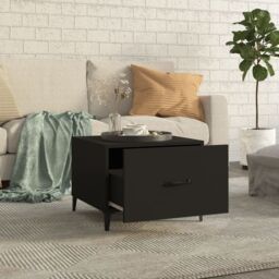 Berkfield Home Coffee Table with Metal Legs 2 pcs Black 50x50x40 cm - Size: 50 x 50 x 40 cm - thumbnail 3