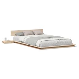 Berkfield Home Floor Bed Frame with Bedside Tables 120x200cm Solid Wood - Size: 120x200 cm - thumbnail 4