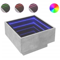 Berkfield Home Coffee Table with LED Concrete Grey 50x50x30 cm Engineered Wood - Size: 50 x 50 x 30 cm - thumbnail 2