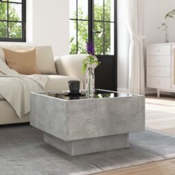 Berkfield Home Coffee Table with LED Concrete Grey 50x50x30 cm Engineered Wood - Size: 50 x 50 x 30 cm - thumbnail 4