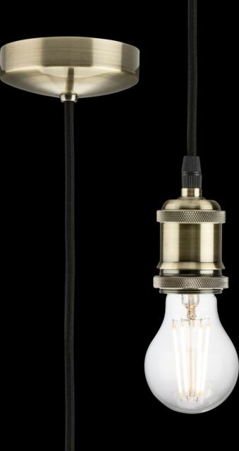 Netlighting 1.8m E27 Vintage Pendant Set Antique Brass 230V IP20 80W in Yellow - image 1