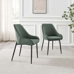 FurnitureboxUK Novara 120cm Oak Effect Dining Table & 6 Beaumont Green Fabric Chairs - thumbnail 7