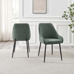 FurnitureboxUK Novara 120cm Oak Effect Dining Table & 6 Beaumont Green Fabric Chairs - thumbnail 8