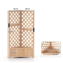 Costway Raised Garden Bed w/Lattice Trellises Elevated Wooden Planter Box in Natural - thumbnail 6