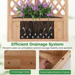 Costway Raised Garden Bed w/Lattice Trellises Elevated Wooden Planter Box in Natural - thumbnail 8