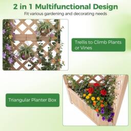 Costway Raised Garden Bed w/Lattice Trellises Elevated Wooden Planter Box in Natural - thumbnail 5
