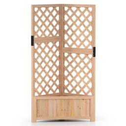 Costway Raised Garden Bed w/Lattice Trellises Elevated Wooden Planter Box in Natural - thumbnail 7