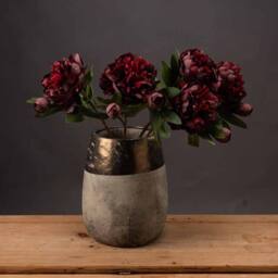 Lemon Pavilion Furniture and Decor Burgundy Peony Rose Artificial Flower - L15 x W20 x H58 cm - Red - thumbnail 1