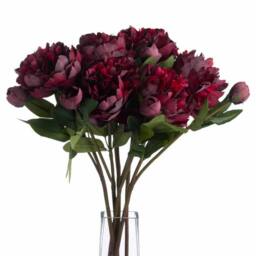 Lemon Pavilion Furniture and Decor Burgundy Peony Rose Artificial Flower - L15 x W20 x H58 cm - Red - thumbnail 3