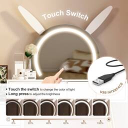 KEEPREAPER Dressing Table with LED Mirror, 5 Drawers Metal Legs in White - thumbnail 6