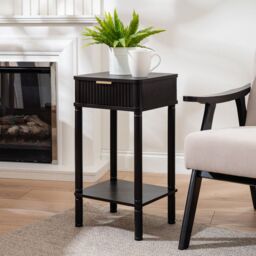 Scottish Everlastings Ltd Black Side Table with Ribbed Drawer