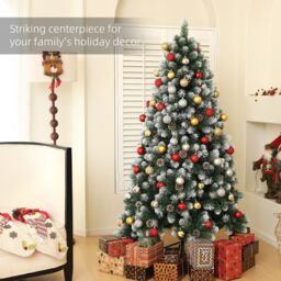 HOMCOM Artificial Pine Christmas Tree with Pinecones, Steel Base in Green - Size: 6ft - thumbnail 4