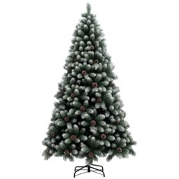 HOMCOM Artificial Pine Christmas Tree with Pinecones, Steel Base in Green - Size: 6ft - thumbnail 2
