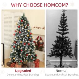 HOMCOM Artificial Pine Christmas Tree with Pinecones, Steel Base in Green - Size: 6ft - thumbnail 6