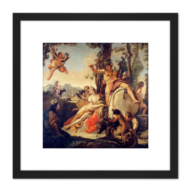 Artery8 Painting Tiepolo Bacchus & Ariadne 8X8 Inch Square Wooden Framed Wall Art Print Picture with Mount in Black - image 1