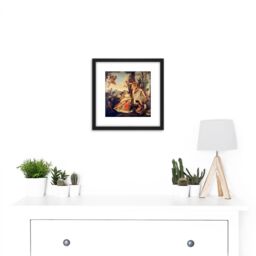 Artery8 Painting Tiepolo Bacchus & Ariadne 8X8 Inch Square Wooden Framed Wall Art Print Picture with Mount in Black - thumbnail 2