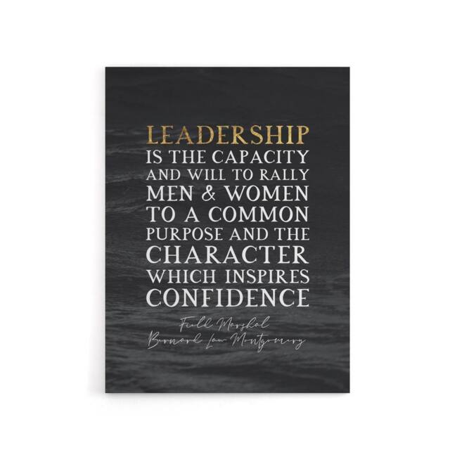 "Artery8 Bernard Montgomery Leadership Quote Canvas Wall Art Print in Grey - Size: W18"" x H24""" - image 1