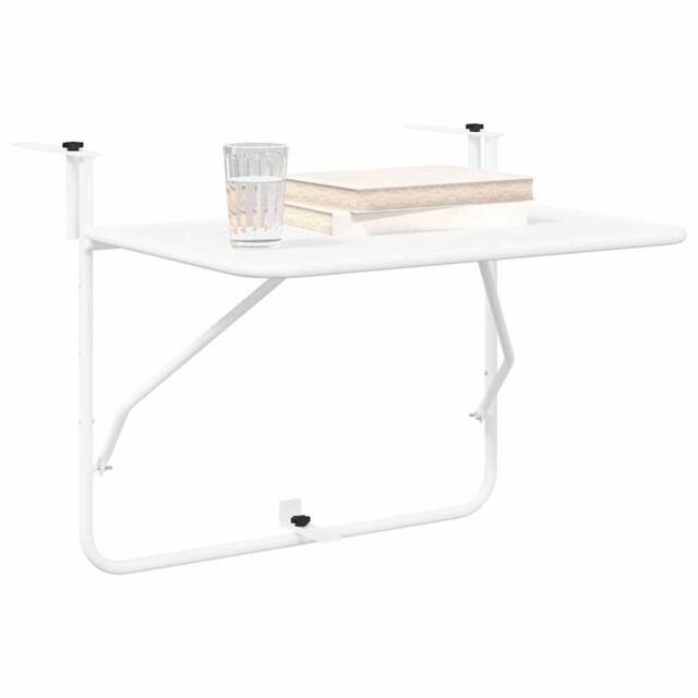 Berkfield Home White Balcony Table White Metal 60 x 39 x 50 cm Outdoor Table