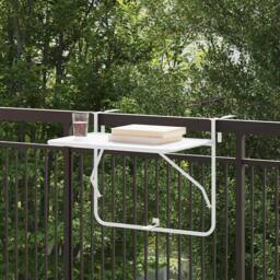 Berkfield Home White Balcony Table White Metal 60 x 39 x 50 cm Outdoor Table - thumbnail 2