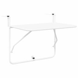 Berkfield Home White Balcony Table White Metal 60 x 39 x 50 cm Outdoor Table - thumbnail 3