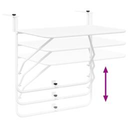 Berkfield Home White Balcony Table White Metal 60 x 39 x 50 cm Outdoor Table - thumbnail 9