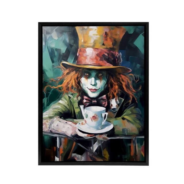 "Artery8 Mad Hatter Wonderland Tea Party Framed Canvas Wall Art Print - Size: W12"" x H16""" - image 1